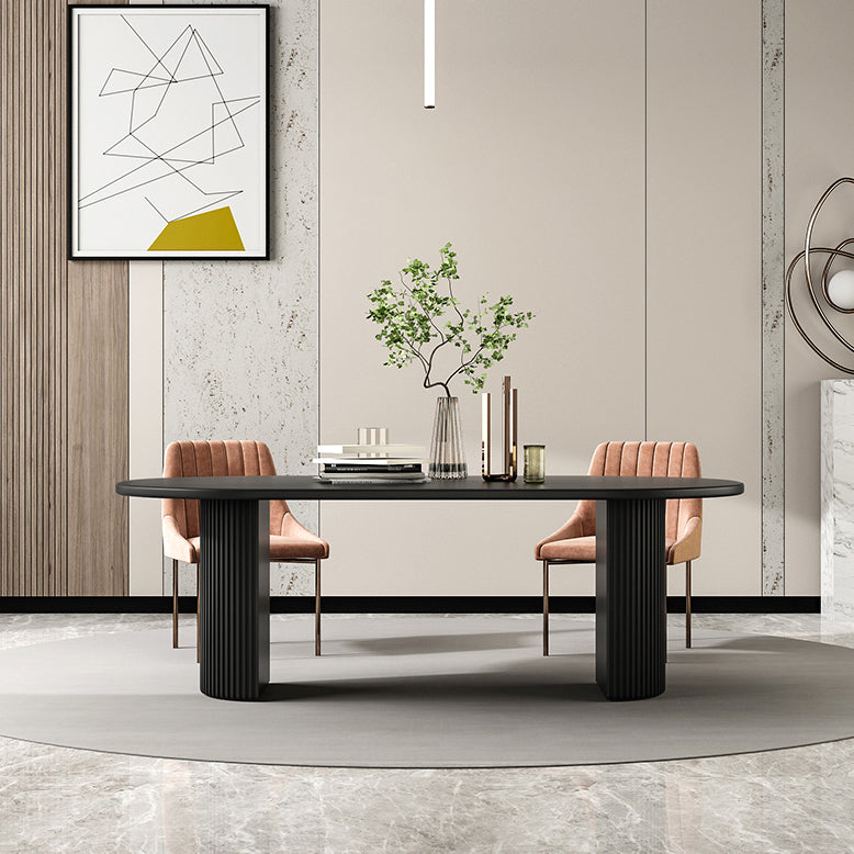 Simple Black Solid Wood Dining Table Rectangle Shape Standard Dining Table for Kitchen