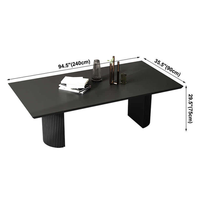 Simple Black Solid Wood Dining Table Rectangle Shape Standard Dining Table for Kitchen