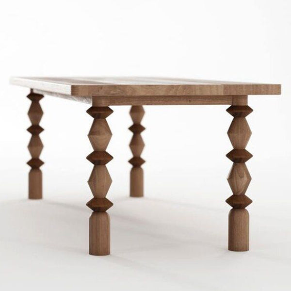 Rectangle Solid Wood Two-Color Dining Table Simplicity 4 Legs Table for Dining Room