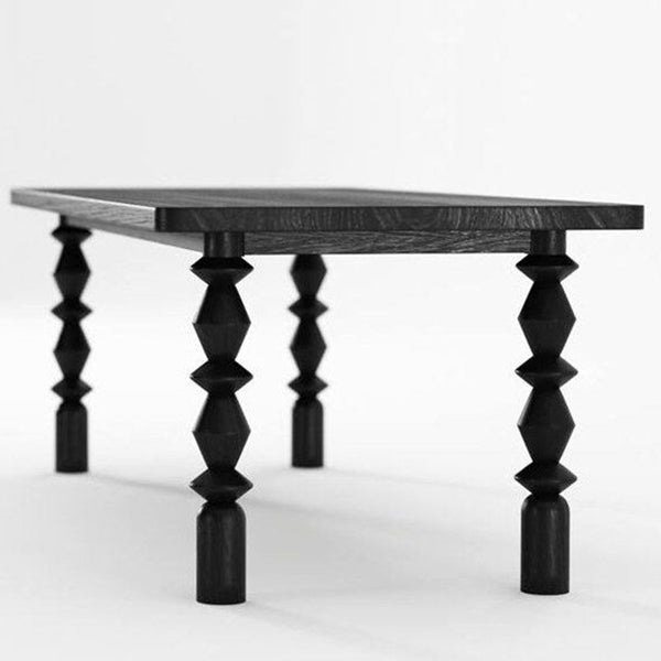 Rectangle Solid Wood Two-Color Dining Table Simplicity 4 Legs Table for Dining Room