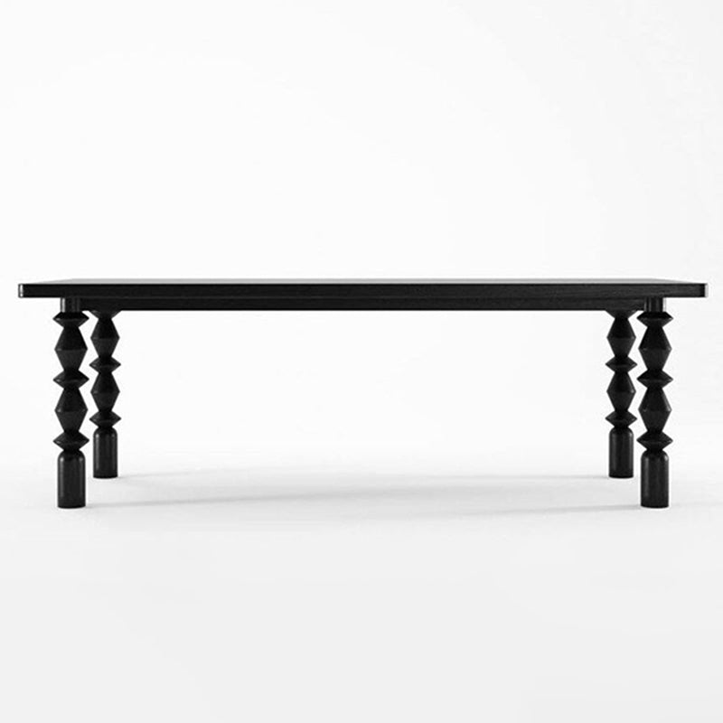 Rectangle Solid Wood Two-Color Dining Table Simplicity 4 Legs Table for Dining Room
