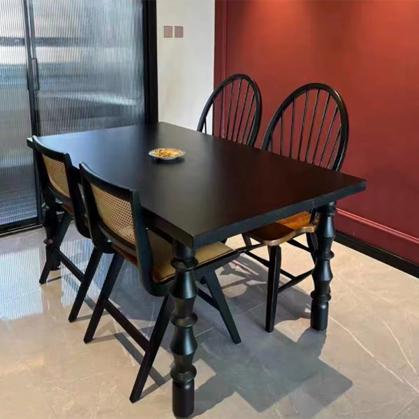 Rectangle Solid Wood Two-Color Dining Table Simplicity 4 Legs Table for Dining Room