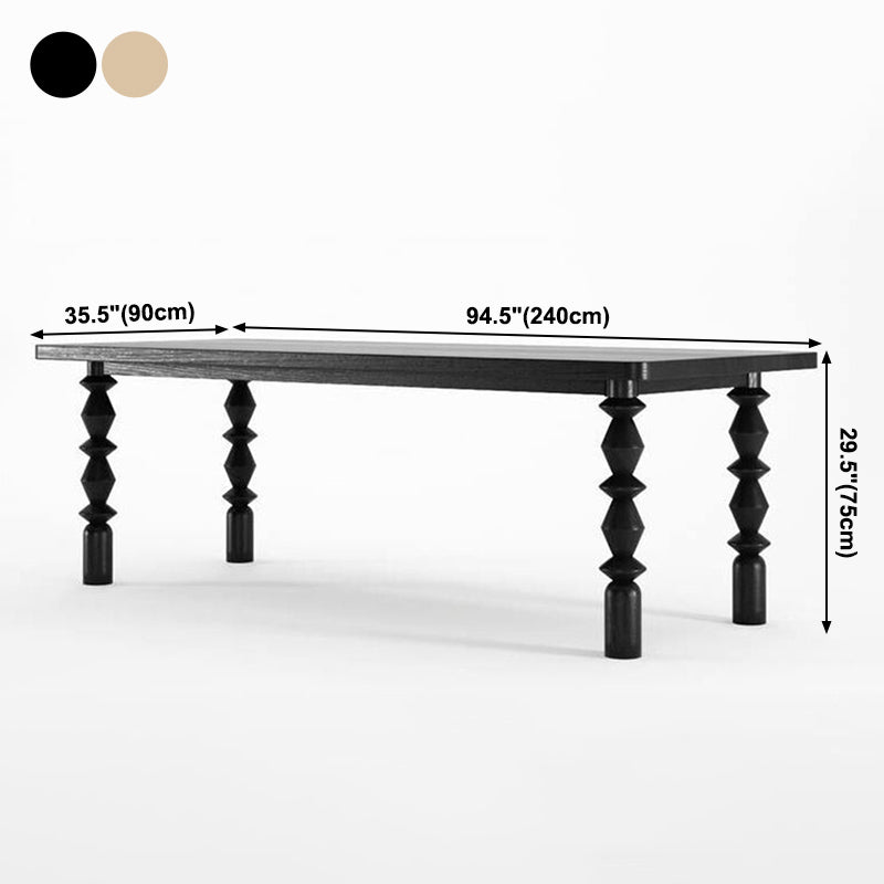 Rectangle Solid Wood Two-Color Dining Table Simplicity 4 Legs Table for Dining Room
