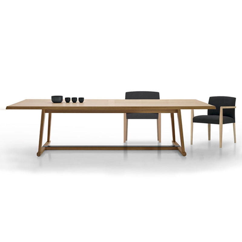 Solid Wood Contemporary Rectangular Dining Table Wood Top Table with Trestle