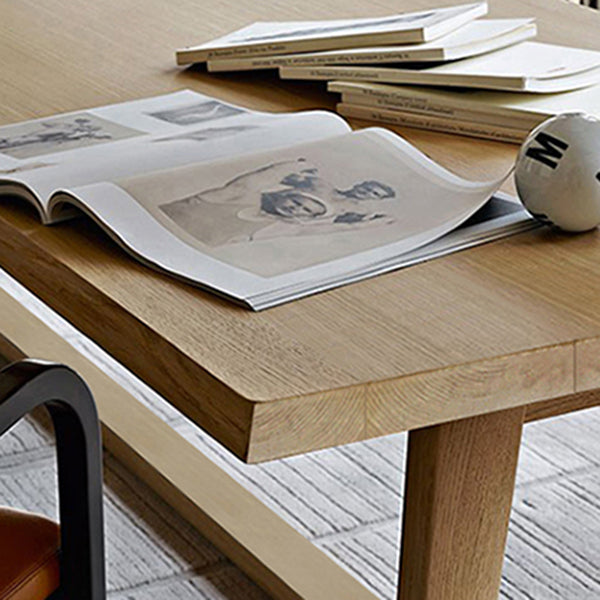 Solid Wood Contemporary Rectangular Dining Table Wood Top Table with Trestle