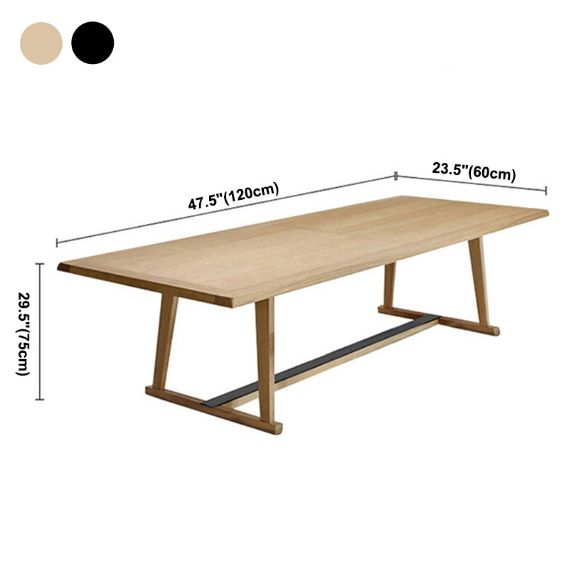 Solid Wood Contemporary Rectangular Dining Table Wood Top Table with Trestle
