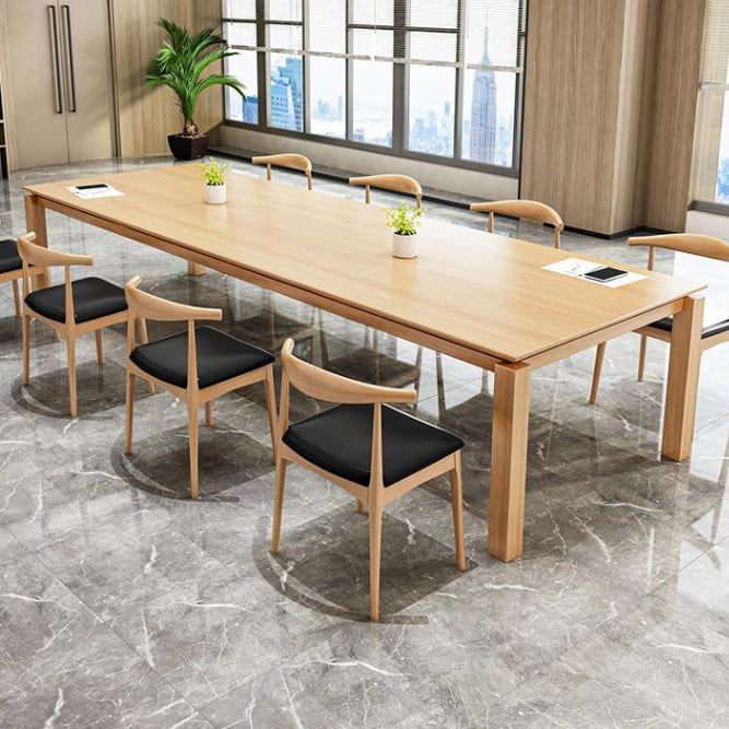 Rectangle Wood Color Dining Table Solid Wood Table Minimalist with 4 Legs