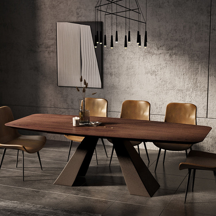 Metal Industrial Rectangle Table Solid Wood Top Table for Kitchen and Dining Room