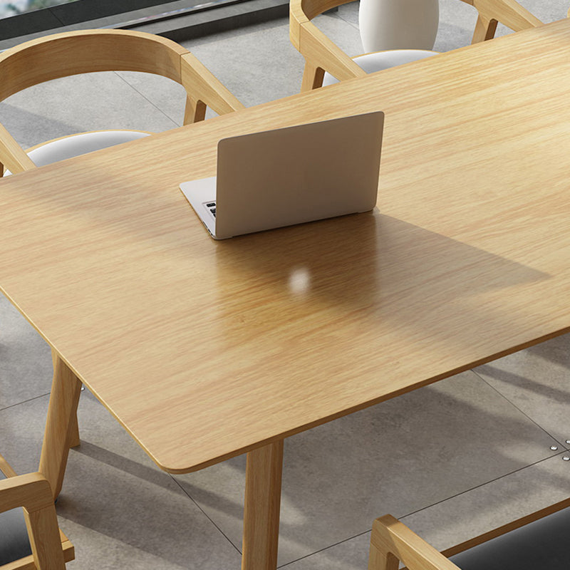 Mesa de comedor rectangular contemporánea de madera maciza mesa de madera con 4 patas