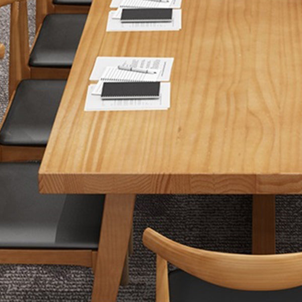 Solid Wood Industrial Rectangle Table Wood Top Indoor Table with Trestle