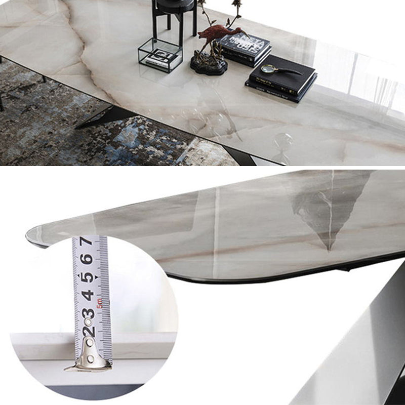 Metal Traditional Luxury Rectangular Table Sintered Stone Table for Dining Room and Kitchen