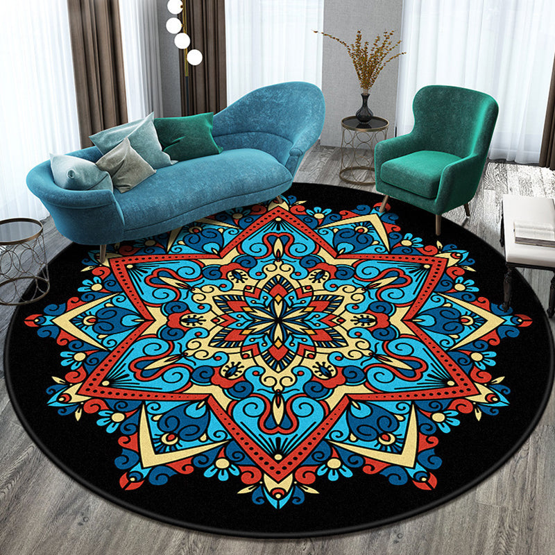 Marokkaanse ronde tapijt medaillon print indoor tapijt vlek resistent polyester gebied tapijt voor woonkamer