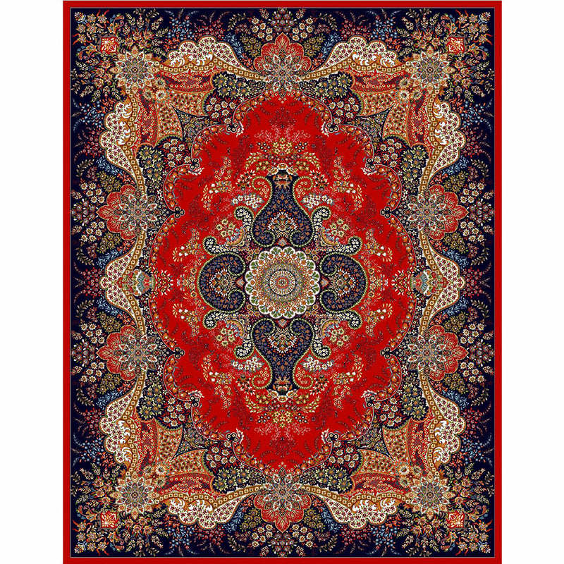 Moroccan Paisley Pattern Carpet Polyester Indoor Rug Pet Friendly Area Rug for Living Room