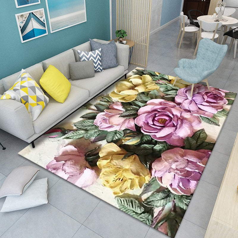 Modern bloempatroon Tapijten Polyester binnen Tapijt Non-slip achtergrondgebied Tapijt voor woonkamer