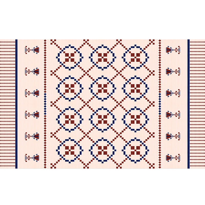 Multicolor Area Rug Retro Tribal Symbols Carpet Polyester Home Decor Rug with Anti-Slip Backing
