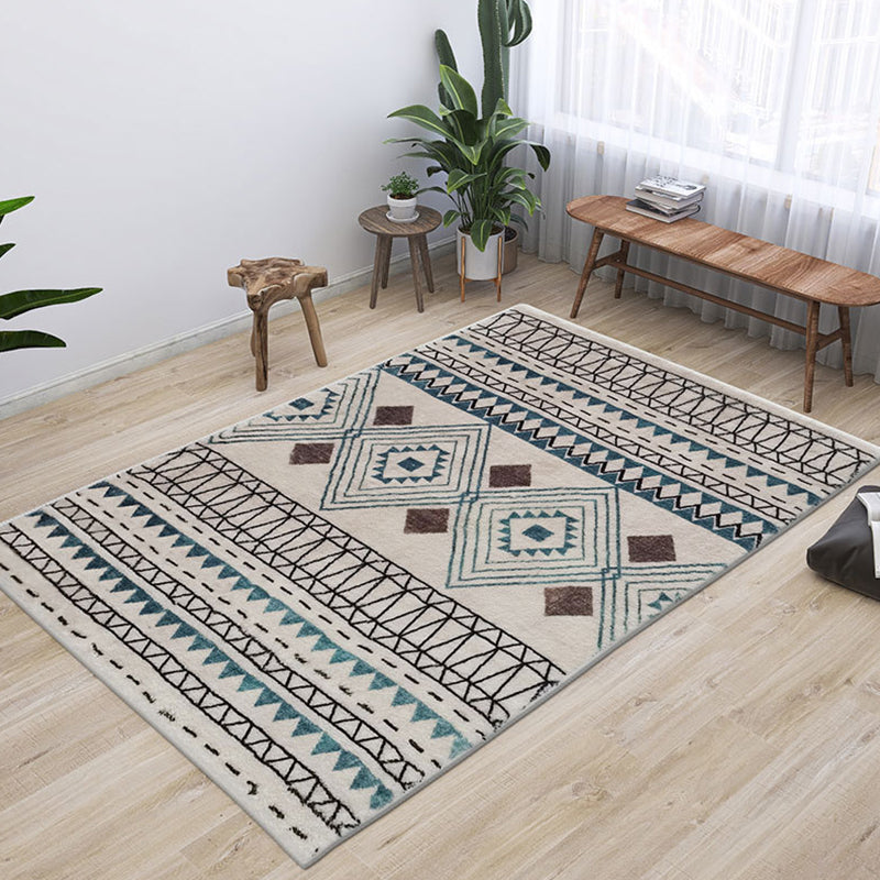 Bohemian Geometric Print Carpet Polyester Indoor Carpet Stain Resistant Rug for Living Room