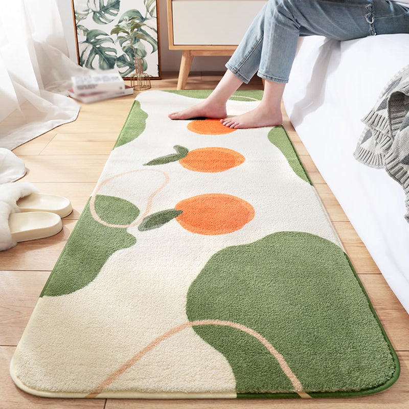 Green Modern Carpet Acrylic Oranges Area Carpet Washable Carpet for Bedroom