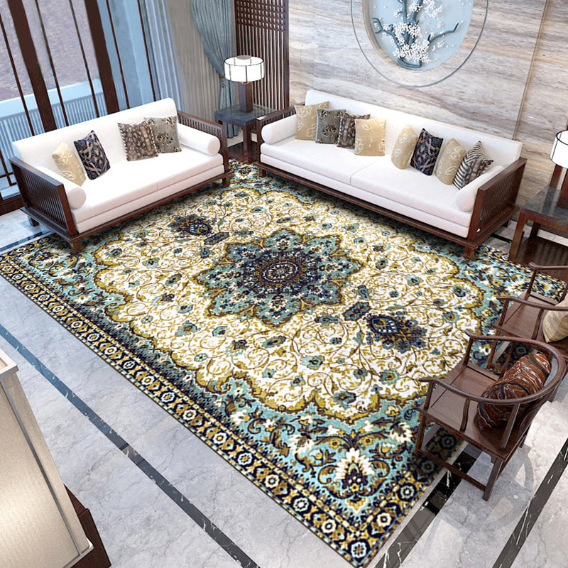 Traditioneel gebied Rug medaillonpatroon binnen tapijt wasbaar wasbaar polyester tapijt met niet-slip rug