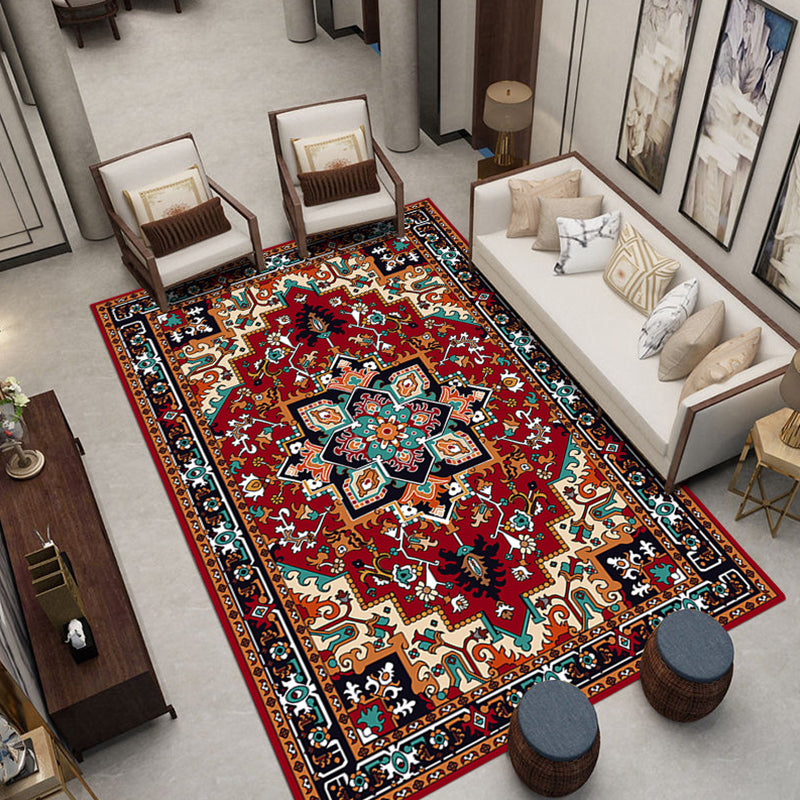 Traditioneel gebied Rug medaillonpatroon binnen tapijt wasbaar wasbaar polyester tapijt met niet-slip rug