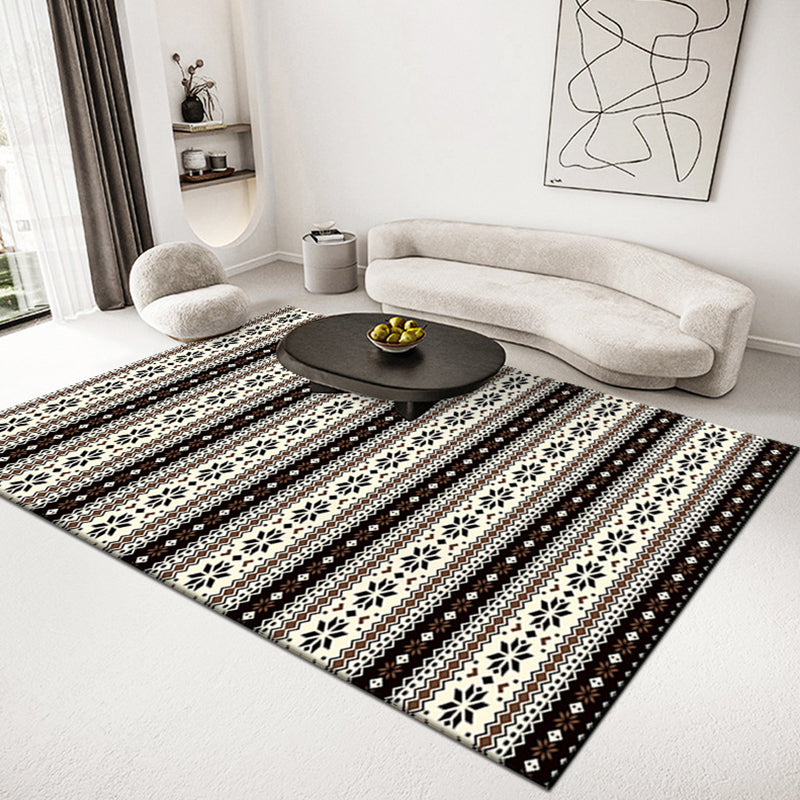 Persian Tribal Pattern Rug Polyester Carpet Non-Slip Backing Area Rug for Home Decoration