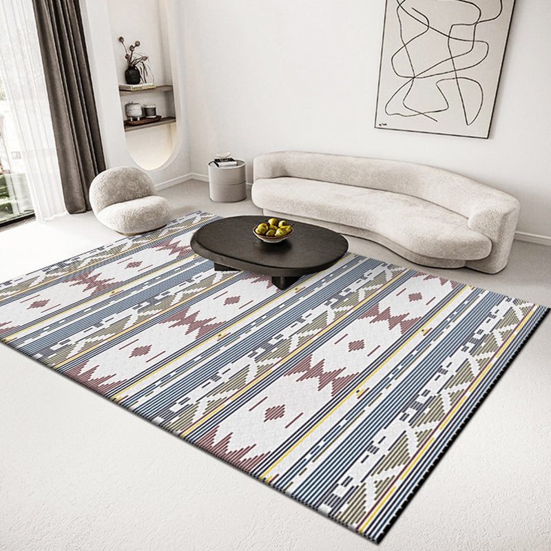 Persian Tribal Pattern Rug Polyester Carpet Non-Slip Backing Area Rug for Home Decoration