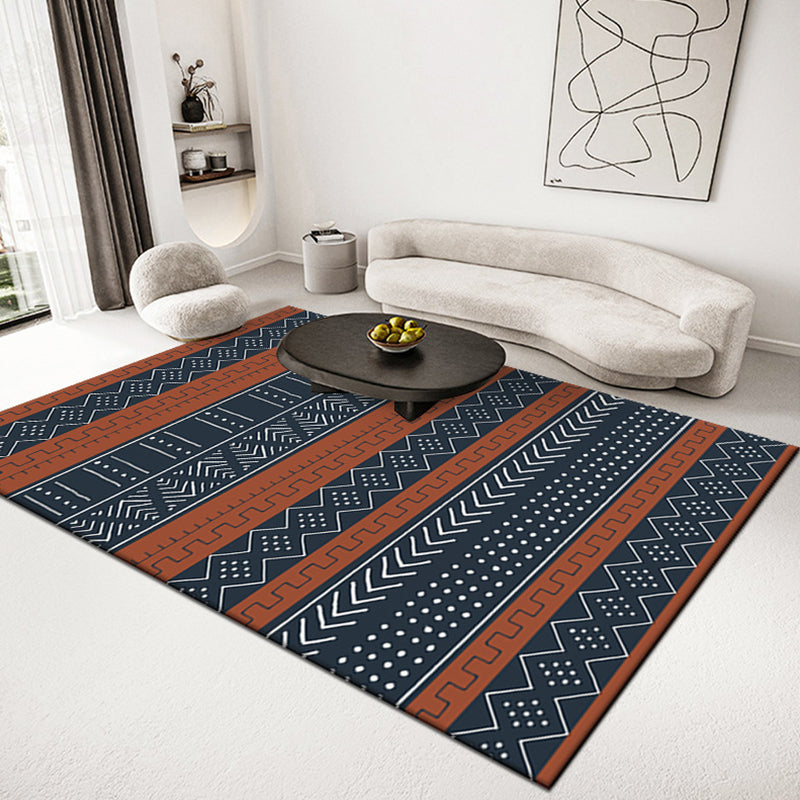 Persian Tribal Pattern Rug Polyester Carpet Non-Slip Backing Area Rug for Home Decoration