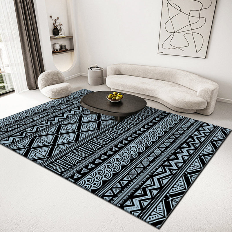 Persian Tribal Pattern Rug Polyester Carpet Non-Slip Backing Area Rug for Home Decoration