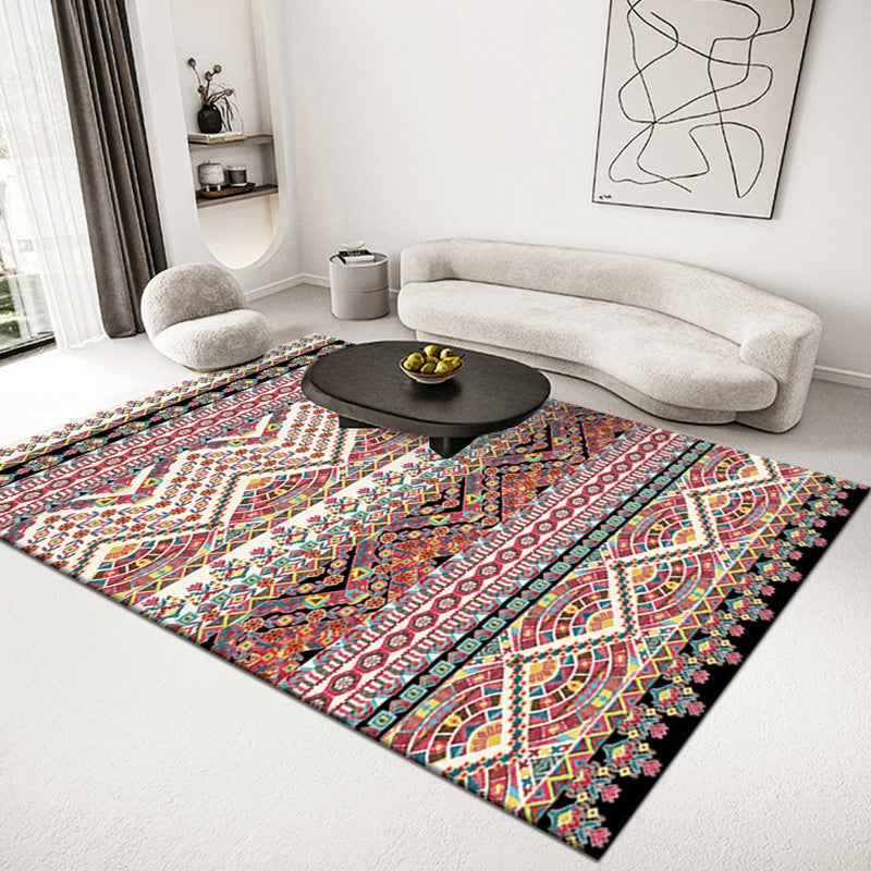 Persian Tribal Pattern Rug Polyester Carpet Non-Slip Backing Area Rug for Home Decoration