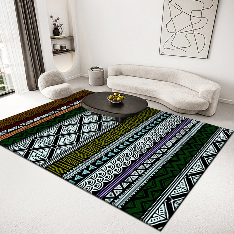 Persian Tribal Pattern Rug Polyester Carpet Non-Slip Backing Area Rug for Home Decoration