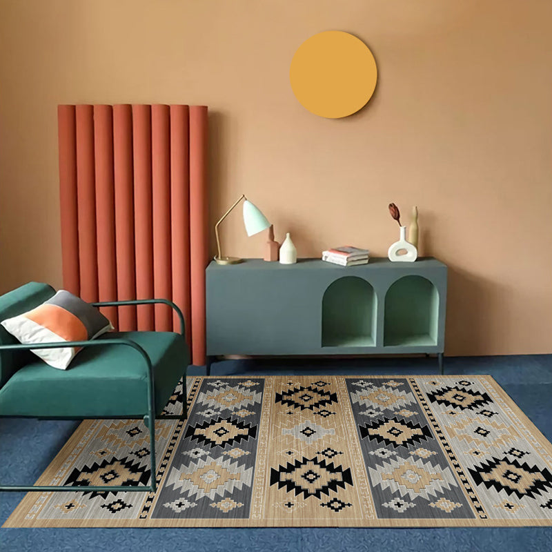 Retro Southwestern Pattern Rug Polyester Carpet Non-Slip Backing Area Rug for Home Decoration