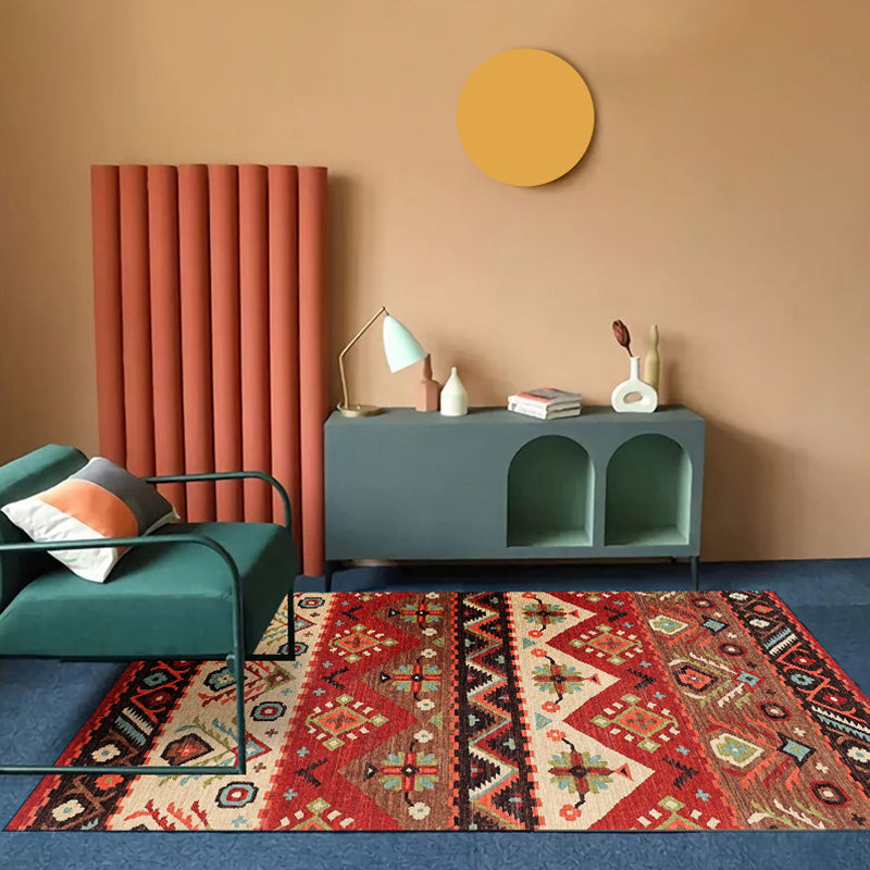 Retro Southwestern Pattern Rug Polyester Carpet Non-Slip Backing Area Rug for Home Decoration