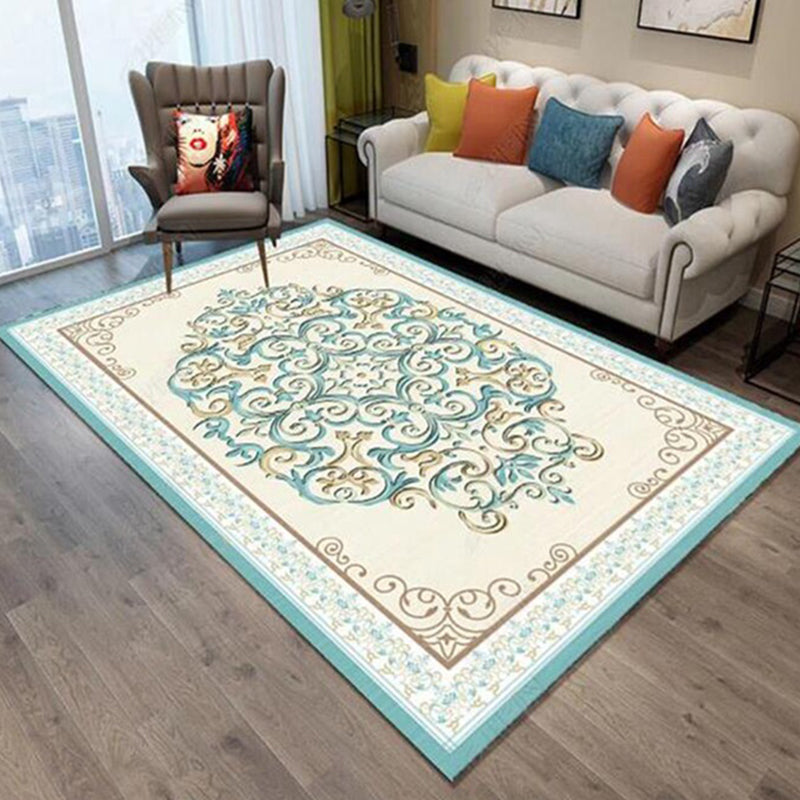 Donkerbruine traditioneel tapijten Polyester grafisch vloerkleed niet-slip achterste tapijt voor woonkamer