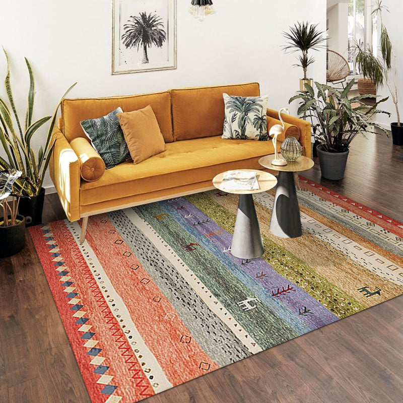 Bohemian Tribal Printed Rug Polyester Area Carpet Non-Slip Backing Indoor Rug for Living Room