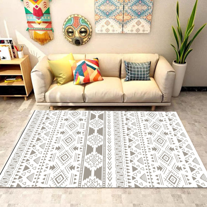 Bohemian Banded Print Rug Polyester Area Carpet Non-Slip Backing Indoor Carpet for Living Room