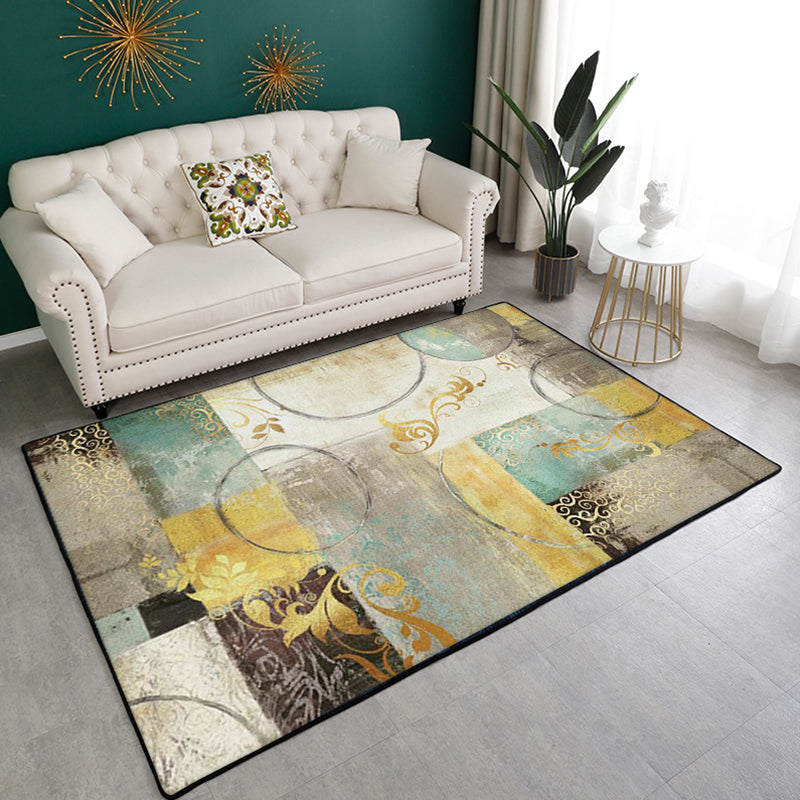 Zwart eenvoudig tapijt polyester abstract patroon tapijt wasbaar tapijt voor woonkamer