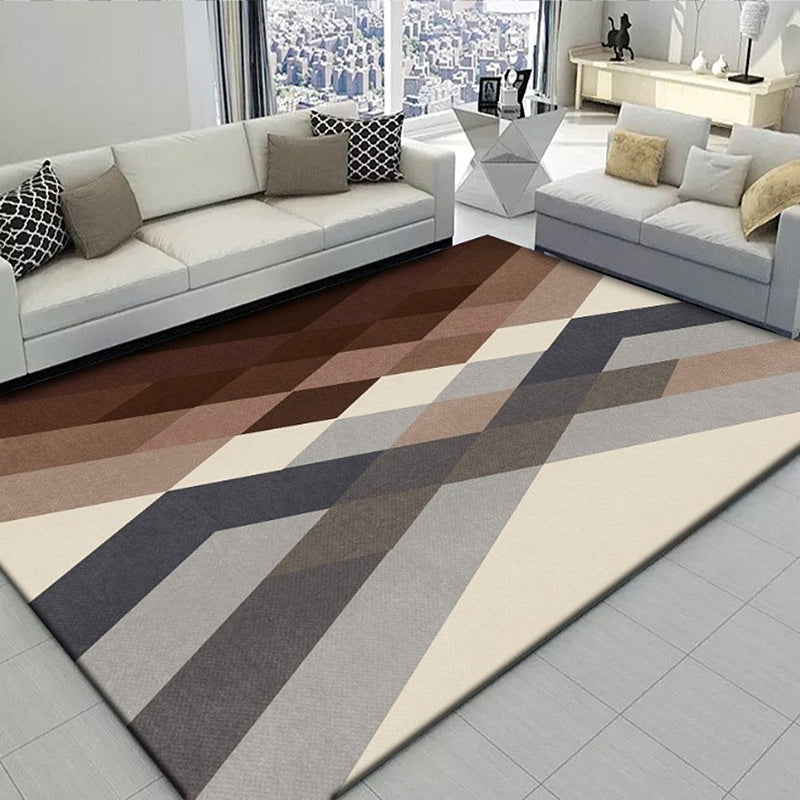 Bruin modern tapijt polyester grafisch tapijt wasbaar tapijt voor woonkamer