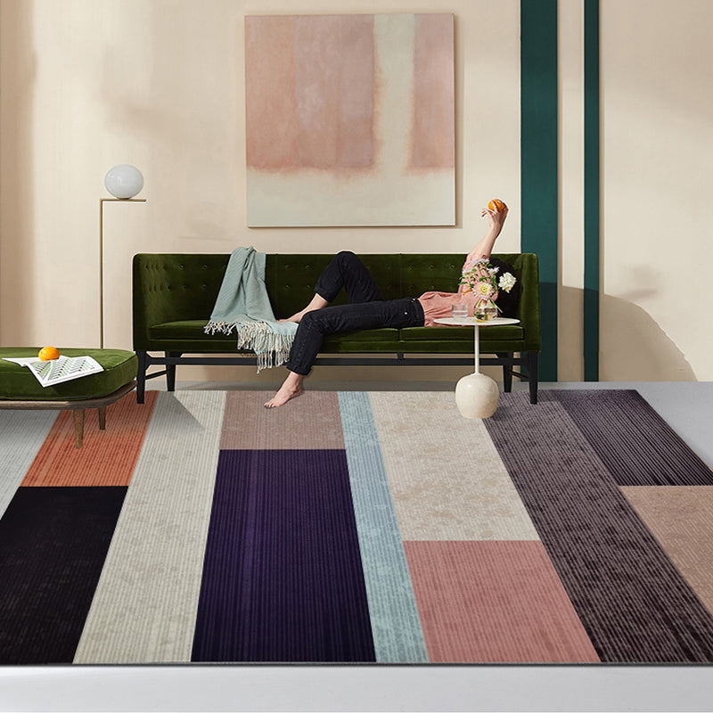 Navy Abstract Pattern Carpet PVC Modern Carpet Washable Carpet for Home Decor