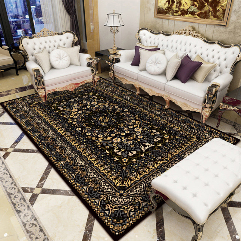 Moroccan Medallion Print Rug Antique Carpet Polyester Stain Resistant Area Rug for Living Room