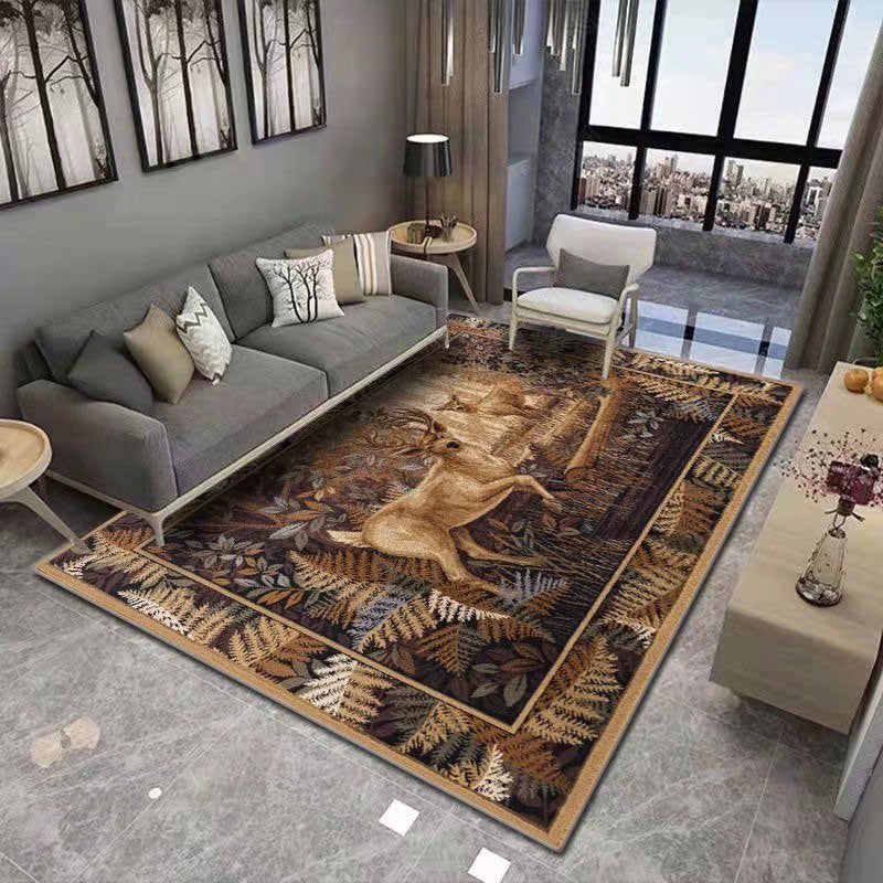 White Living Room Area Carpet Modern Flower Pattern Rug Polyester Non-Slip Backing Area Rug