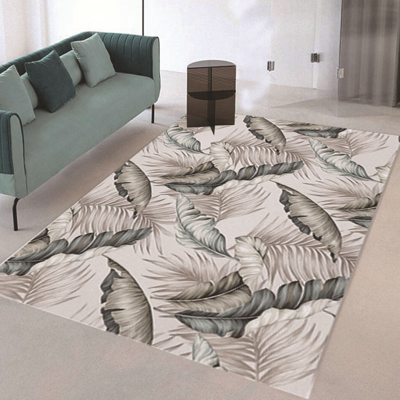 Élégant écarte de tapis vert Plant Plante Polyester Area Tapis Anti-Slip Tapis de soins faciles pour la décoration intérieure