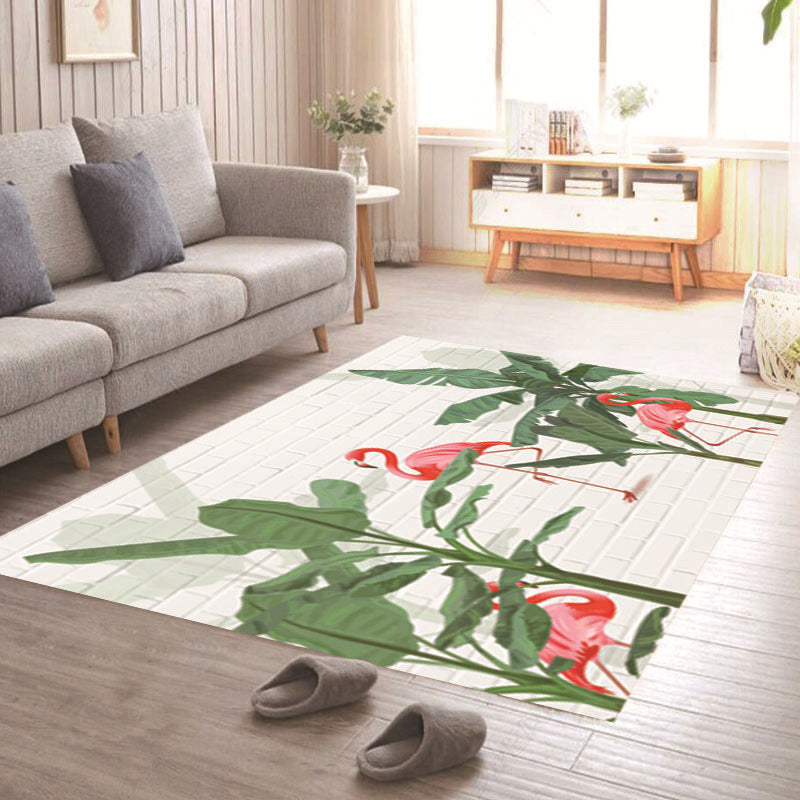 Élégant écarte de tapis vert Plant Plante Polyester Area Tapis Anti-Slip Tapis de soins faciles pour la décoration intérieure