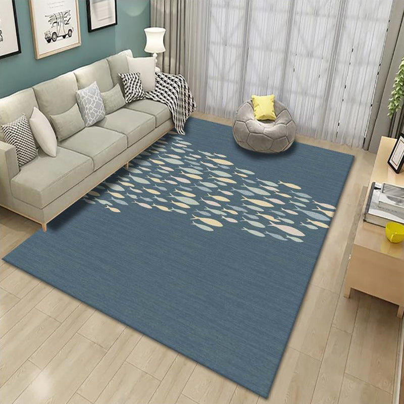 Modern Living Room Area Rug Plant Pattern Polyester Area Carpet Stain Resistant Rug