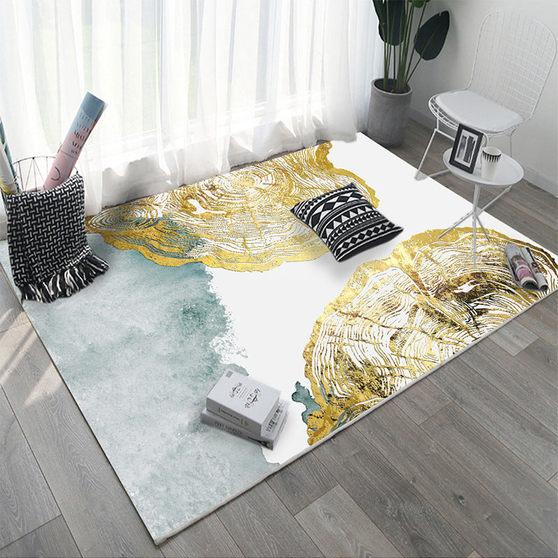 Modern Living Room Area Rug Plant Pattern Polyester Area Carpet Stain Resistant Rug