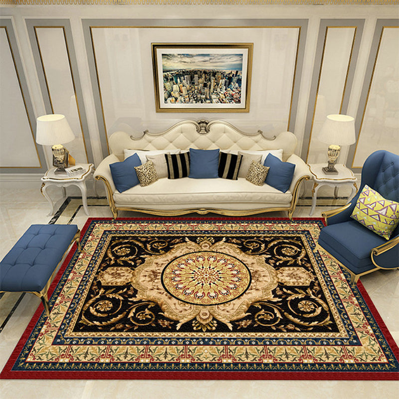 Funky European Rug Classic Medallion Print Area Rug Polyester Stain Resistant Carpet for Home Decor
