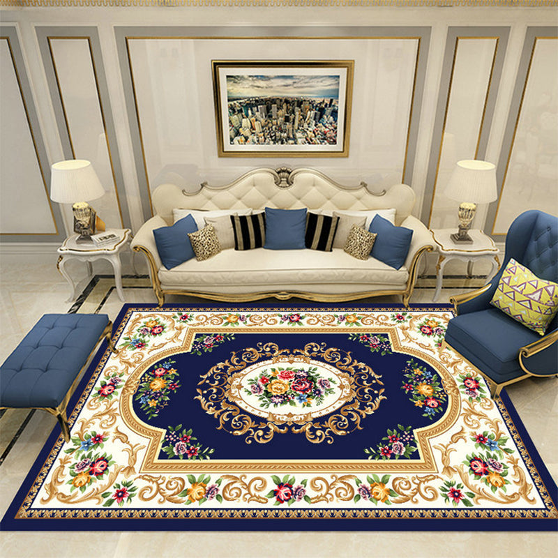 Funky European Rug Classic Medallion Print Area Rug Polyester Stain Resistant Carpet for Home Decor