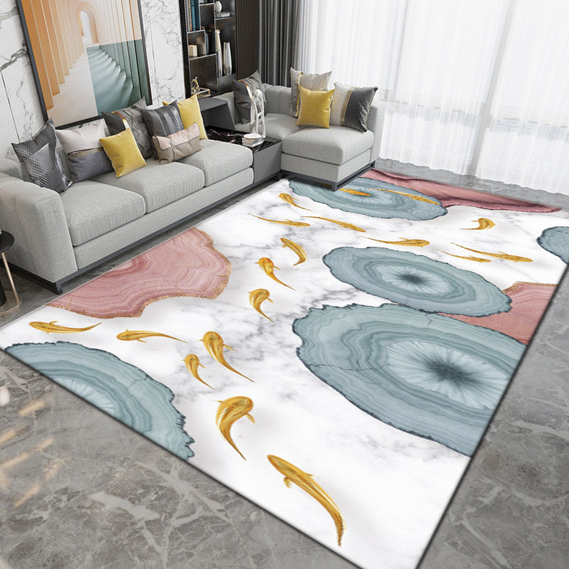Modern Plant Pattern Carpet Polyester Area Rug Non-Slip Backing Area Rug for Home Decor