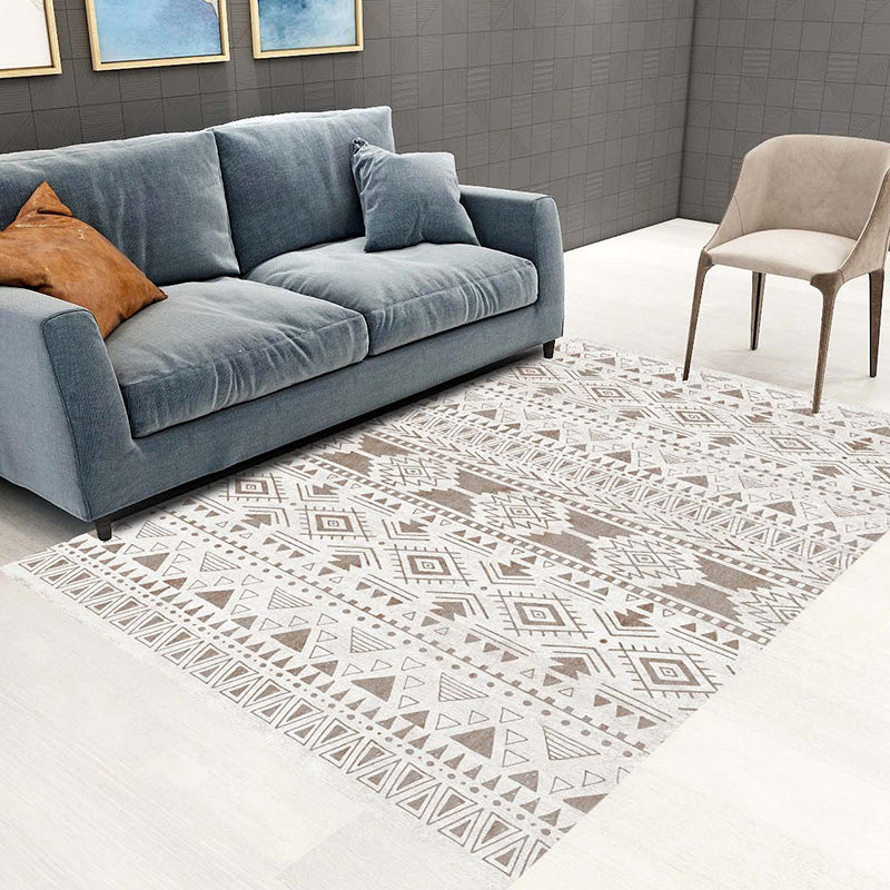 Tapis marocain noir tapis graphique en polyester tapis lavable pour la décoration intérieure