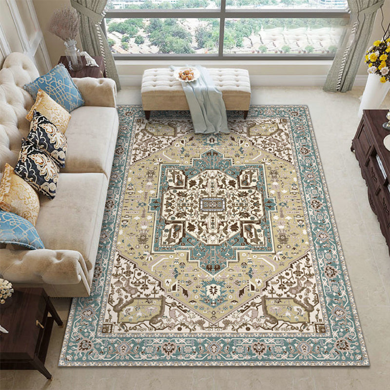 Marokkanischer Medaillon -Print Teppich mehrfarbiger Polyester Teppich Teppich Fleckenresistent Fläche Teppich für Wohnkultur