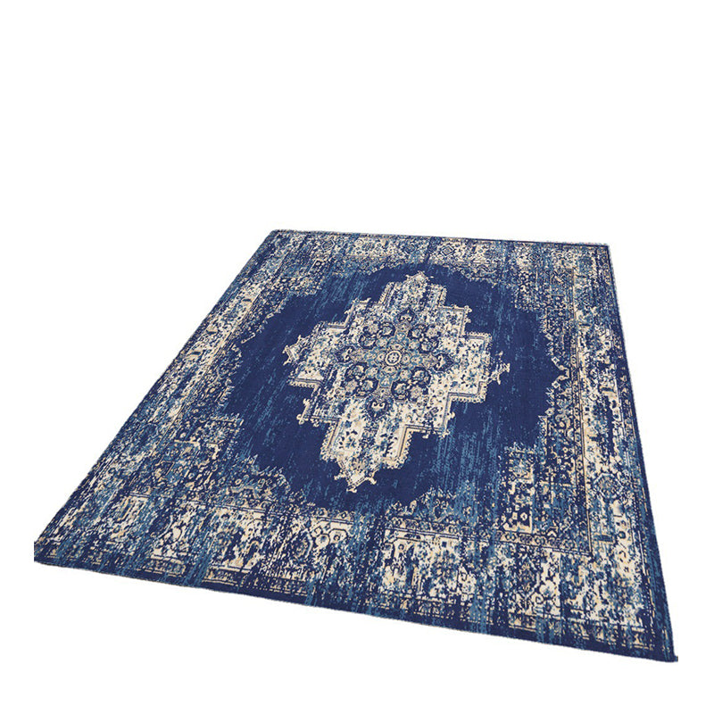 Shabby Chic Medallion Print Carpet Polyester Indoor Rug Stain Resistant Area Carpet for Living Room