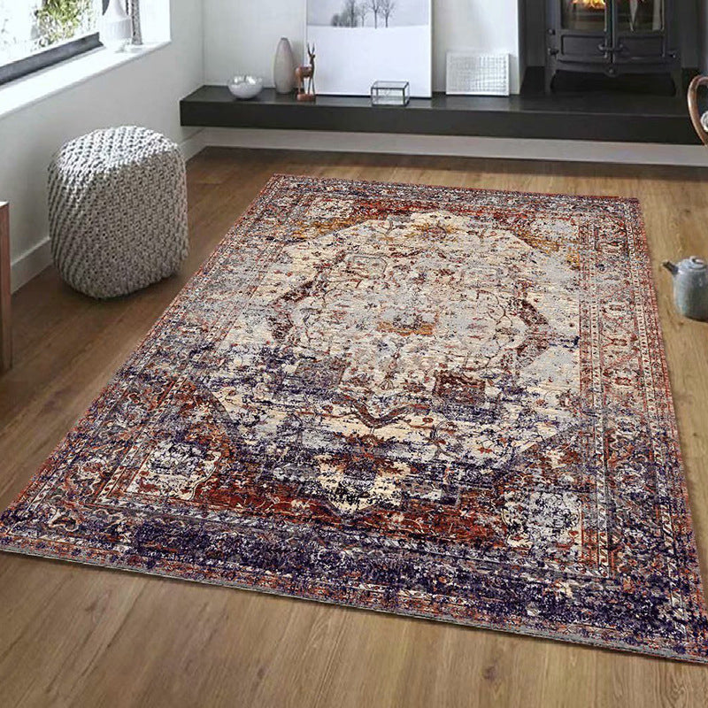 Shabby Chic Medallion Print Carpet Polyester Indoor Rug Stain Resistant Area Carpet for Living Room